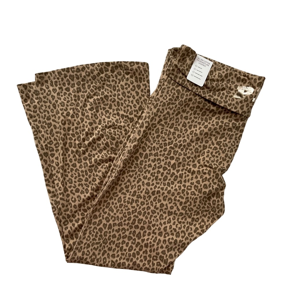 NWT Victoria's Secret PINK Leopard Foldover Flare Leggings XXL Animal Print Yoga